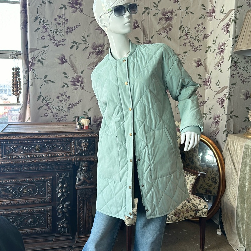 Lightweight coat jacket Sage green Pastel Lined Spring weight Windbreaker S/M